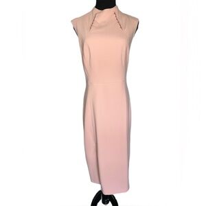 Ivanka Trump blush Pink Midi Dress with rose gold studs